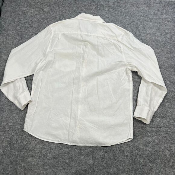 Old Navy Men's Button Up Shirt Size Large White Long Sleeves Collared - Picture 2 of 7